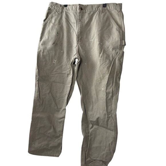 Carhartt Mens Beige Canvas Dungaree Work Pants Size 42x32 - note flaws - Picture 14 of 14